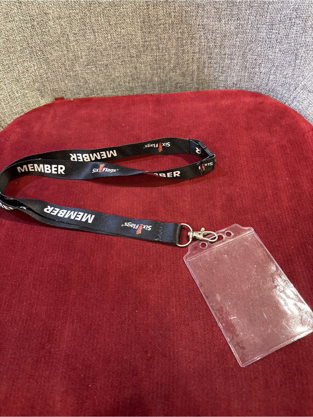 Official Six Flags Member Lanyard with Clear ID Badge Holder Clip